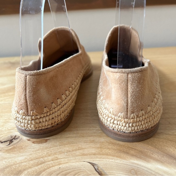VINCE JALEN LOAFERS BEIGE 7M SUEDE UPPER ESPADRILLE RAFFIA BASE SLIP ON CASUAL - Picture 7 of 10